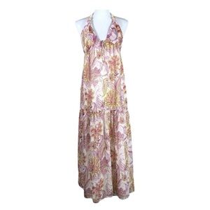 Zara Pink and Cream Floral Maxi Dress